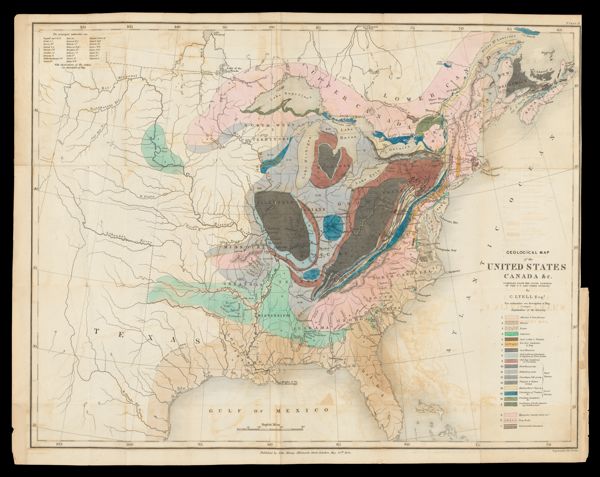 Geological map of the United States, Canada, &c. compiled from the state surveys of the U.S. and other sources by C. Lyell, Esqr.