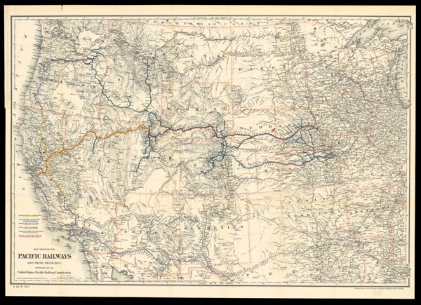 Map showing the Pacific Railways and their branches