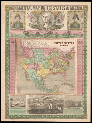 Ornamental Map of the United States & Mexico