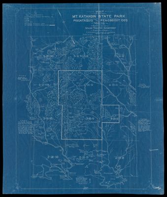 Map of Mt. Katahdin State Park Piscataquis and Penobscot Co.'s Maine compiled by Maine Forestry Department