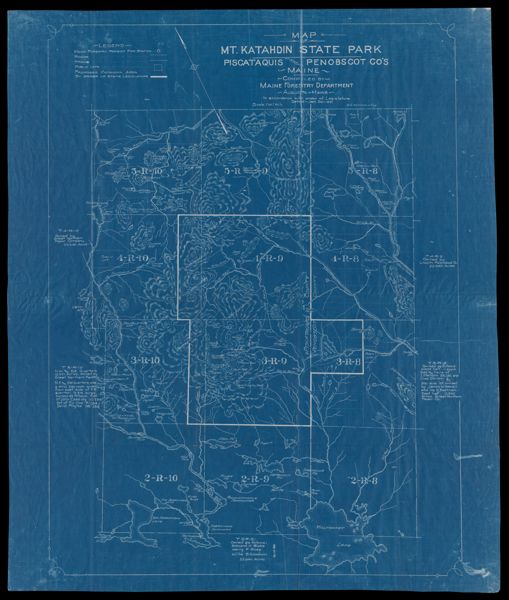 Map of Mt. Katahdin State Park Piscataquis and Penobscot Co.'s Maine compiled by Maine Forestry Department