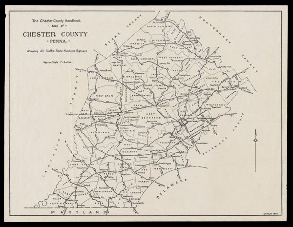 The Chester County Hanbook Map of Chester County Penna. : Showing All Traffic-Route-Numbered Highways