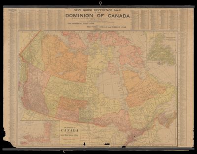 New Quick Reference Map of the Dominion of Canada, especially engraved for Canada's leading newspapers, The Montreal Daily Star and The Family Herald and Weekly Star