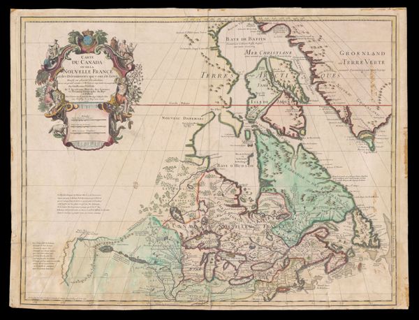 Carte du Canada ou de la Nouvelle France et des decouvertes qui y ont été faites dressée sur plusieurs observations et sur un grand nombre de relations imprimées ou manuscrites par Guillaume del'Isle de l'Académie royale des sciences et premier g