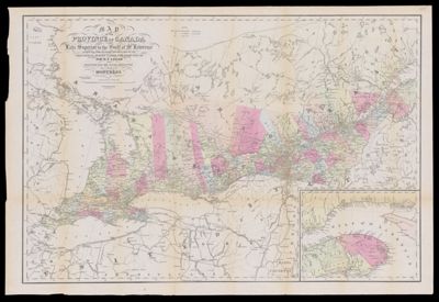 Map of the province of Canada from Lake Superior to the Gulf of St. Lawrence corrected from information obtained by the geological survey under the direction of Sir W.E. Logan and prepared for the Canada directory Thos. C. Keefer C.E. Montreal