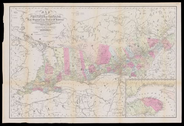 Map of the province of Canada from Lake Superior to the Gulf of St. Lawrence corrected from information obtained by the geological survey under the direction of Sir W.E. Logan and prepared for the Canada directory Thos. C. Keefer C.E. Montreal