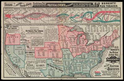 Old Honesty non-partisan political map showing presidential vote of 1880 and other election statistics