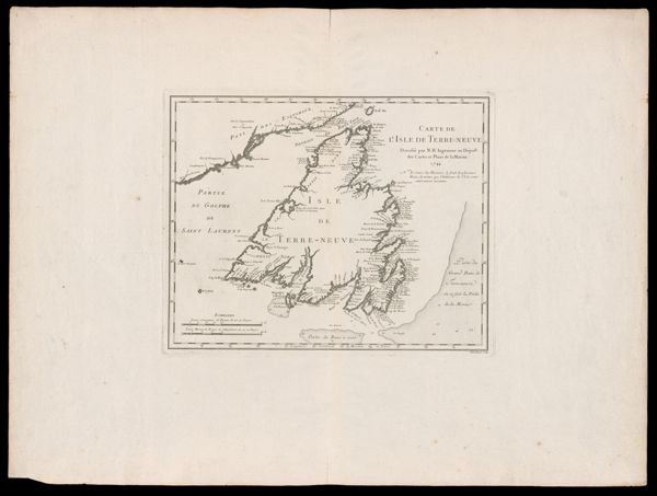 Carte de l'isle de Terre-neuve dressee par N.B. Ingenieur au Depost des cartes et plans de la marine.