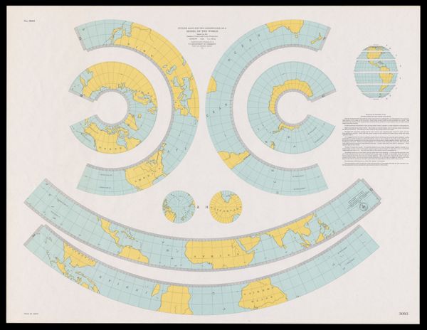 Outline maps for the construction of a model of the world, based on the Lambert conformal conic projection