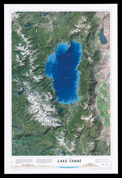 Satellite relief map of Lake Tahoe