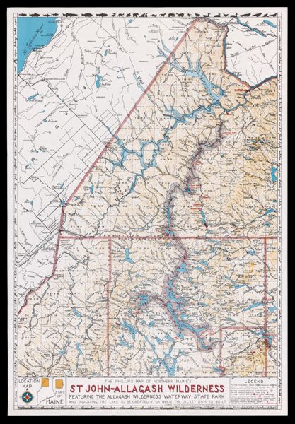 The Phillips map of northern Maine's St John-Allagash Wilderness : featuring the Allagash Wilderness Waterway State Park and indicating the lake to be created if, or when, the Dickey Dam is built