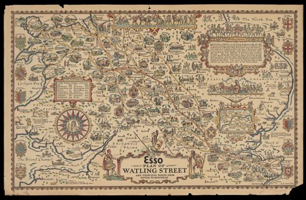 Esso Plan of Watling Street and Principal Roads from Dover to Holyhead