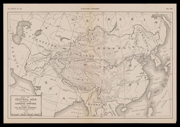 Map of central Asia showing the Chinese empire