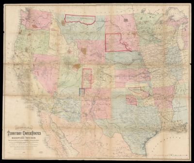 National map of the territory of the United States from the Mississippi River to the Pacific Ocean