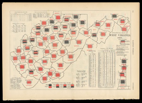 Politcal Map of West Virginia, 1888.