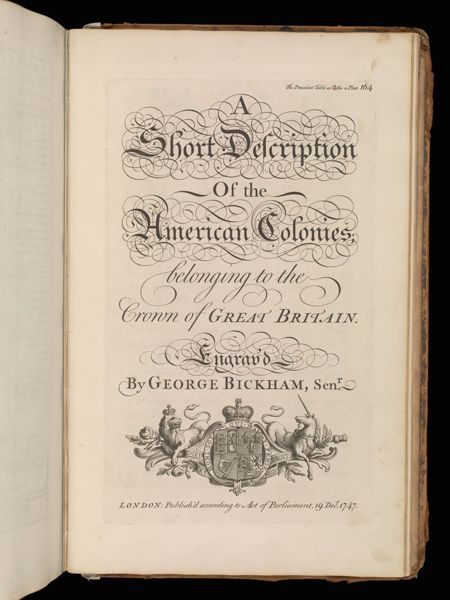 A Short Description of the American Colonies; belonging to the Crown of Great Britain.