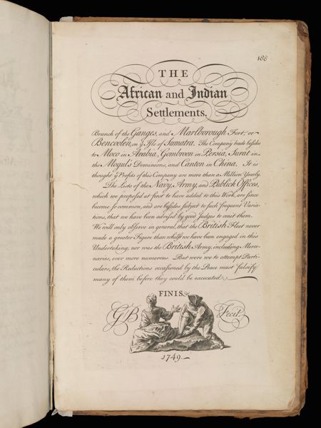 The African and Indian Settlements. Finis. 1749.