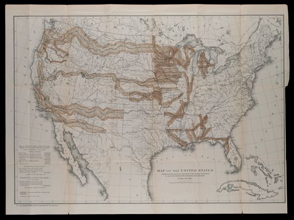 Map of the United States : exhibiting the grants of lands made by the general government to aid in the construction of railroads and wagon roads. To June 30, 1883