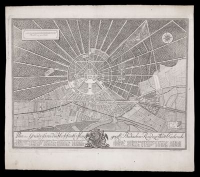 Plan oder Grundriss von der Hochfurstl: Marggraefl: Badischen Residenz Stadt-Carlsruhe