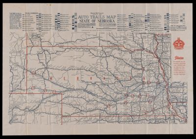 Rand McNally official 1921 auto trails map, state of Nebraska