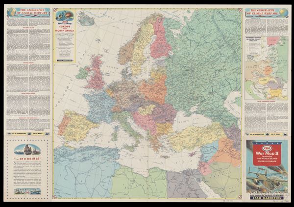 Esso War Map II featuring Fortress Europe / the world island