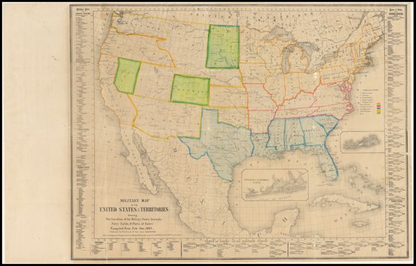 Military Map of the United States & Territories Showing the Location of the Military Posts, Arsenals, Navy Yards, & Ports of Entry