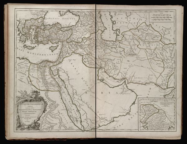 Antiquor? Imperiorum tabula, in quâ præ cæteris, Macedonicum seu Alexandri Magni Imperium et Expenditiones exarantur, Con atibus D. Rovert de Vaugony Geographi Regii. 1753. Cum privilegio.