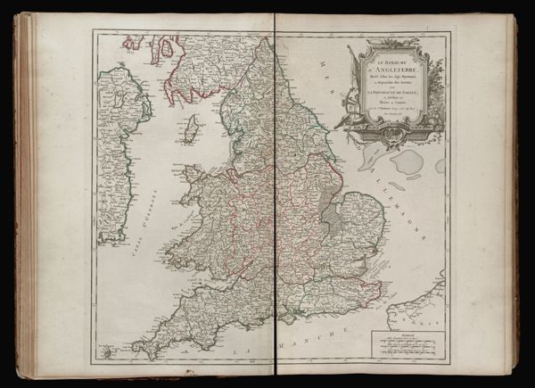 Le Royaume d'Angleterre, divisé selon les sept Royaumes, ou Heptarchie des Saxons, avec La principauté de Galles; et subdivisé en shires ou comtés. par le Sr. Robert Geog. ord. du Roi. Avec privilege 1753.