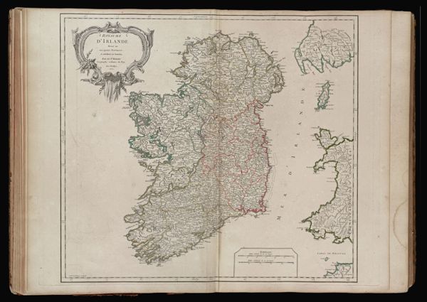 Royaume d'Irlande divisé en ses quatre provinces, et subdivisé en comtés, Par le Sr. Robert Geographe ordinaire du Roy. Avec privilege, 1750.