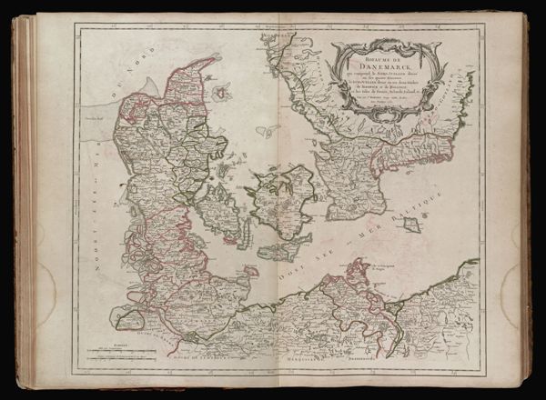 Royaume de Danemarck, qui comprend le Nort-Jutland divisé en ses quatre dioceses, le Sud-Jutland divisé en ses deux Duchés de Sleswick et de Holstein et les Isles de Fionie, Selande, Laland &c. Par Le Sr. Robert Geog. ordin. du Roi. Avec privilege 1750.