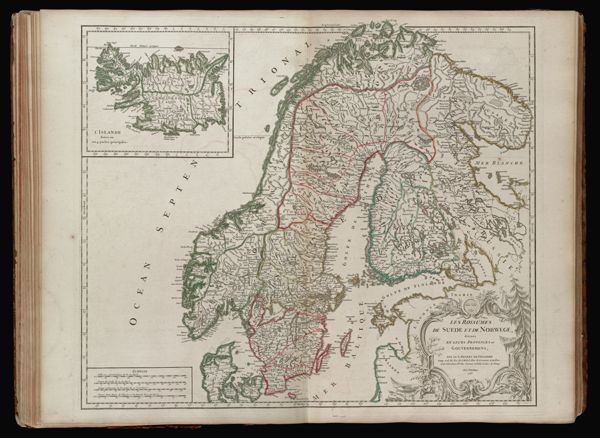 Les Royaumes de Suede et de Norwege, divisés en leurs provinces ou Gouvernemens, Par le S. Robert de Vaugondy geog. ord. du Roi, de S. M. Pol. Duc de Lorraine et de Bar, et de l'Académie R.le des Sciences et Belles-Lettres de Nancy. Avec privilege. 1756.