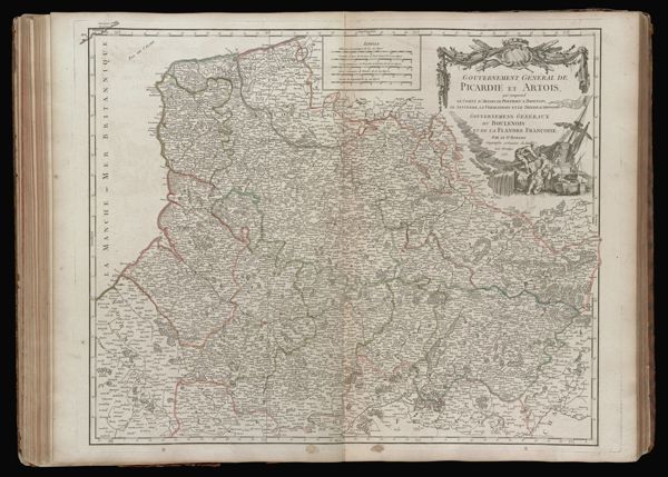 Gouvernement général de Picardie et Artois, qui comprend le comté d'Artois, le Ponthieu l'Amienois, le Santerre, le Vermandois et le Thierrache. Gouvernemens Generaux du Boulenois et de la Flandre Francoise. Par le St. Robert Geographe ordinaire du Roi Av