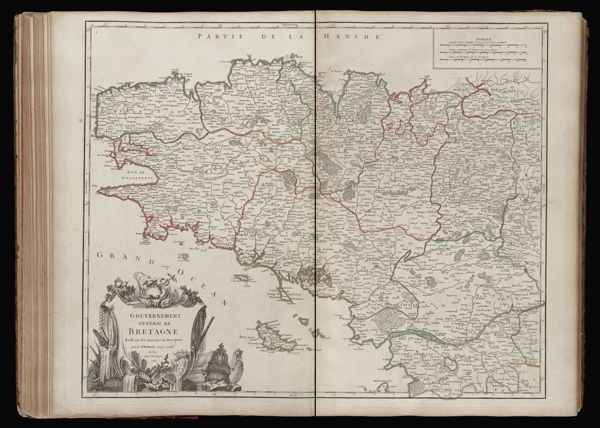 Gouvernement general de Bretagne divisé en ses dioceses ou Receptes par le Sr. Robert Geog. ordin? du Roy. Avec privilege 1751