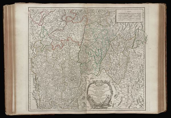 Partie meridionale du gouvernement Genl. de Bourgogne òu se trouvent les Bailliages d'Autun, et de Challon, le Maconois; la Bresse et le Bugey divisés en leur Mandemens. Gouvernement general du Lyonois divisé en Lyonois, Forez et Beaujolois Par le St. Robert Géographe ord. du Roy, 1752 Avec Privilege.