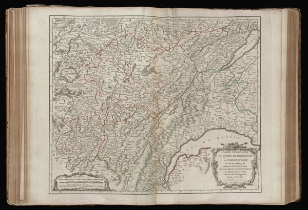 Partie Méridionale du Comté de Bourgogne ou Franche-Comté, où sont les Bailliages de Orgelet, Lons-Le-Saunier, Poligny, Arbois, Salins, Pontarlier, Les Terres de Sr. Claude, et partie des Bailliages de Dole et Dornans. Par le Sr. Robert, Geog. ordin. du Roy. Avec Privilege 1749