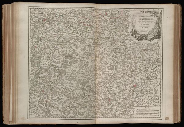 Carte du Duche de Luxembourg, dans laquelle on trouve la partie meridionale & limitrophe de la Seigneurie de Lyege. Par le Sr. Robert de Vaugondy. Géographe ord. du Roy. Avec privilege 1753