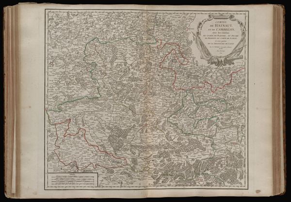 Comtés de Hainaut, et de Cambrésis, avec les confins du comté de Flandre, du Duché de Brabant, du Comté de Namur, et une partie de la Seigneurie de Liége. Par le St. Robert. Géographe ordinaire du Roi. Avec privilege 1754.