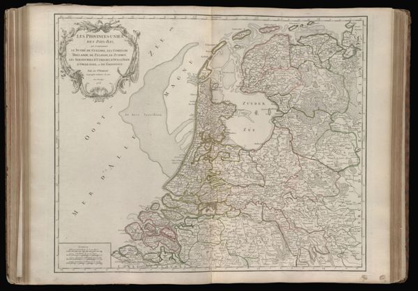 Les provinces-unies des Pay-Bas, qui comprennent le Duché de Gueldre, les comtés de Hollande, de Zelande, de Zutphren, les Seigneuries d'Utrecht, d'Ouest-Frise, d'Ower-Issel, et de Groningue. Par le Sr. Robert Geographe ordinaire du Roi. Avec privilege. 1753.