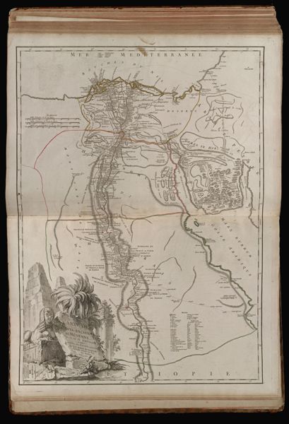 Carte de l'Egypte Ancienne et Moderne, dressée sur celle du R.P. Sicard et autres, assujetties aux observations astronomiques, par le Sr. Robert de Vaugondy Geographe ordinaire du Roy. Avec Privilege, 1753.