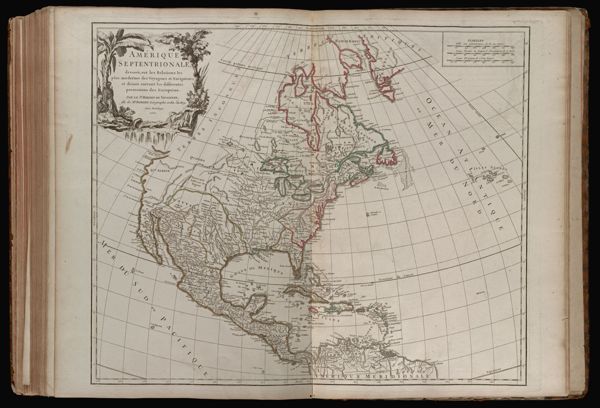 Amérique septentrionale, dressée, sur les relations les plus modernes des voyageurs et navigateurs, et divisée suivant les differentes possessions des Européens. Par le Sr. Robert de Vaugondy, fils de Mr. Robert Géographe ordin. du Roy. Avec privilege. 1770.
