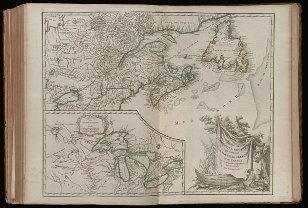 Partie de l'Amérique Septent? qui comprend la Nouvelle France ou le Canada, Par le Sr. Robert de Vaugondy Géog? Ordinaire du Roy. Avec privilege 1755.