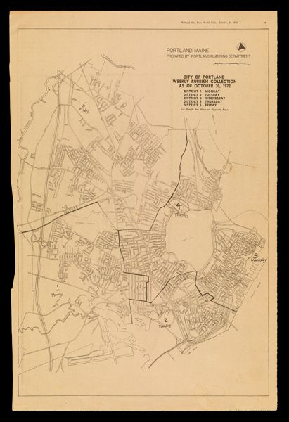 City of Portland Weekly Rubbish Collection, as of October 30, 1972 prepared by Portland Planning Department