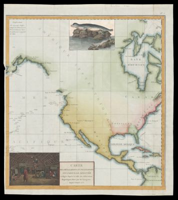 Carte des declinaisons et inclinaisons de l'aiguille aimantee redigee d'apres la table des observations magnetiques faites par les voyageurs depuis l'annee 1775.