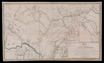 Map of the provinces of Canada & New Brunswick comprehending the territory adjacent to the unsettled boundary between these provinces and shewing the position & extent of the lands already granted or appropriated within the same under the authority of each of two provinces respectively, including also the Ristigouche River drawn from actual surveys which forms the present adopted line of boundary between Canada & New Brunswick, from the head of the Bay des Chaleurs to the exploratory due north line traced from the source of the Saint Croix River.