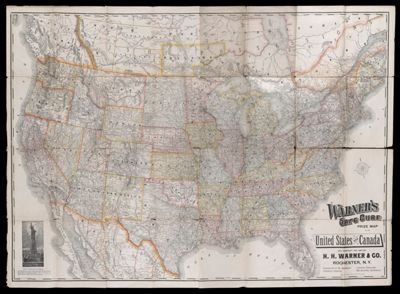 Warner's safe cure prize map of the United States and Canada