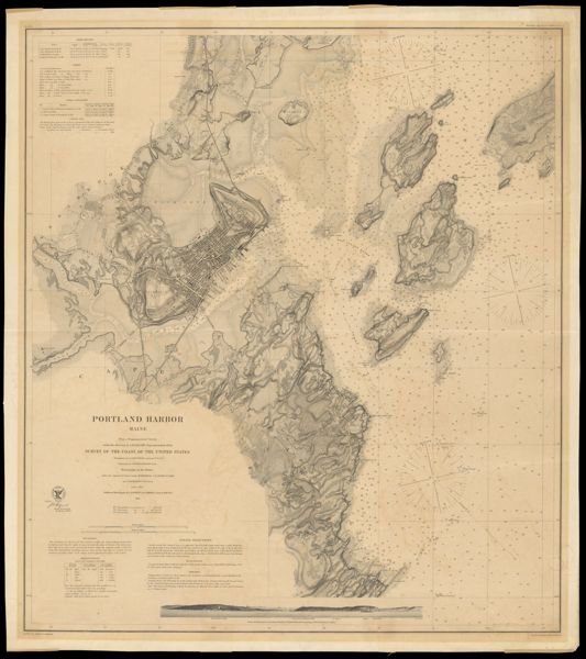 Portland Harbor Maine : From a Trigonometrical Survey under the direction of A.D. Bache Superintendent of the Survey of the Coast of the United States Triangulation by C.O. Boutelle Assistant U.S.C.S. Topography by A.W. Longfellow Assist. Hydrography by the Parties under the command of Lieuts. Comdg. M. Woodhull, T.A. Craven, F.A. Roe and J. Wilkinson U.S.N. Assts.