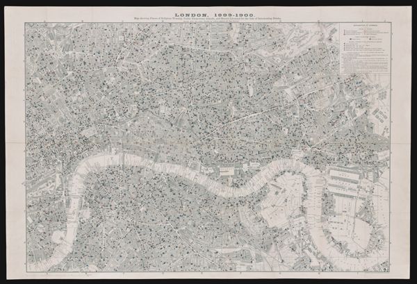 London, 1899-1900. Map showing Places of Religious Worship, Public Elementary Schools, and Houses Licensed for the Sale of Intoxicating Drinks.