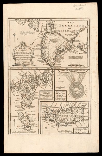 A Map of Old Greenland or Østerbygd & Westerbygd, agreeable to Egede's late Description of Greenland. by Eman. Bowen.