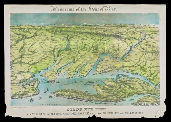 Panorama of the Seat of War Birds Eye View of Virginia, Maryland Delaware and the District of Columbia