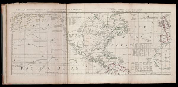 Chart, containing the Coasts of California, New Albion, and Russian Discoveries to the North; with the Peninsula of Kamchatka, in Asia, opposite thereto, and Islands, dispersed over the Pacific Ocean, to the North of the Line. / North America and the West Indies, with the opposite Coasts of Europe and Africa.